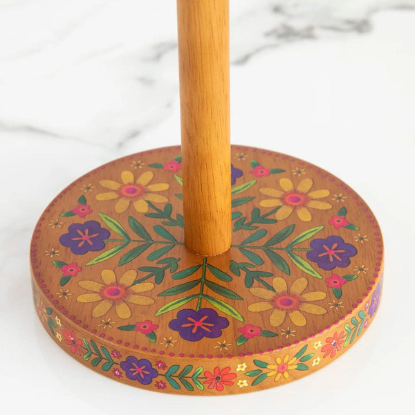 Wooden Paper Towel Holder - Folk Flower