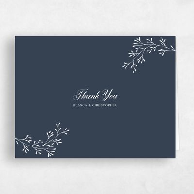 Grayed Navy, Blue Wedding Thank You - Estera Landscape
