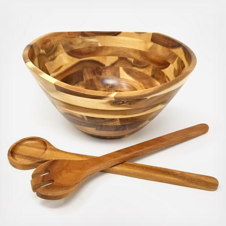 OPEN BOX: Chateau Handcrafted Acacia Wood Salad Bowls