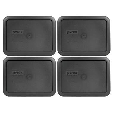 Pyrex 7210-PC Rectangle 3 Cup Charcoal Grey Storage Lid - 4 Pack