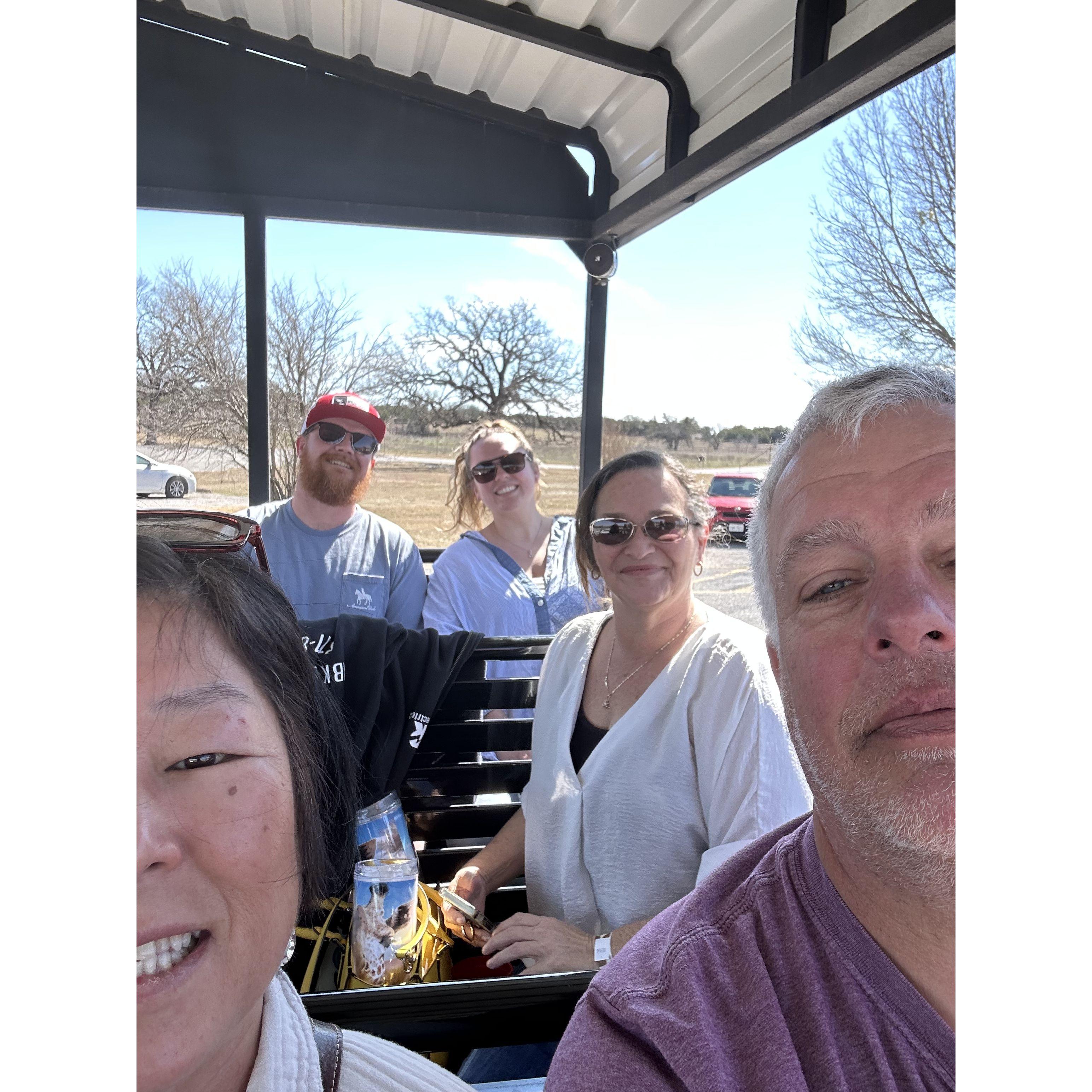 Mike and Debbies trip to Texas. Bride and Groom in the back! with Latosha (Josh's mom- in the middle row). Father of the bride- Mike, with his girlfriend Debbie in the front