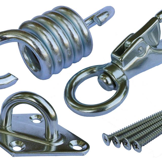 Hammock Chair Ultimate Hanging Kit - Stainless Steel 500 LB Capacity Hammock Spring, Swivel Hook, and Ceiling Hammock Mount (with 4 stainless mounting screws)