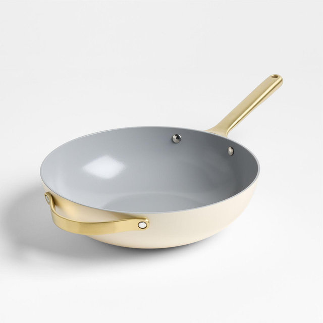 Caraway Cookware Plus Cream and Gold Stirfry Pan
