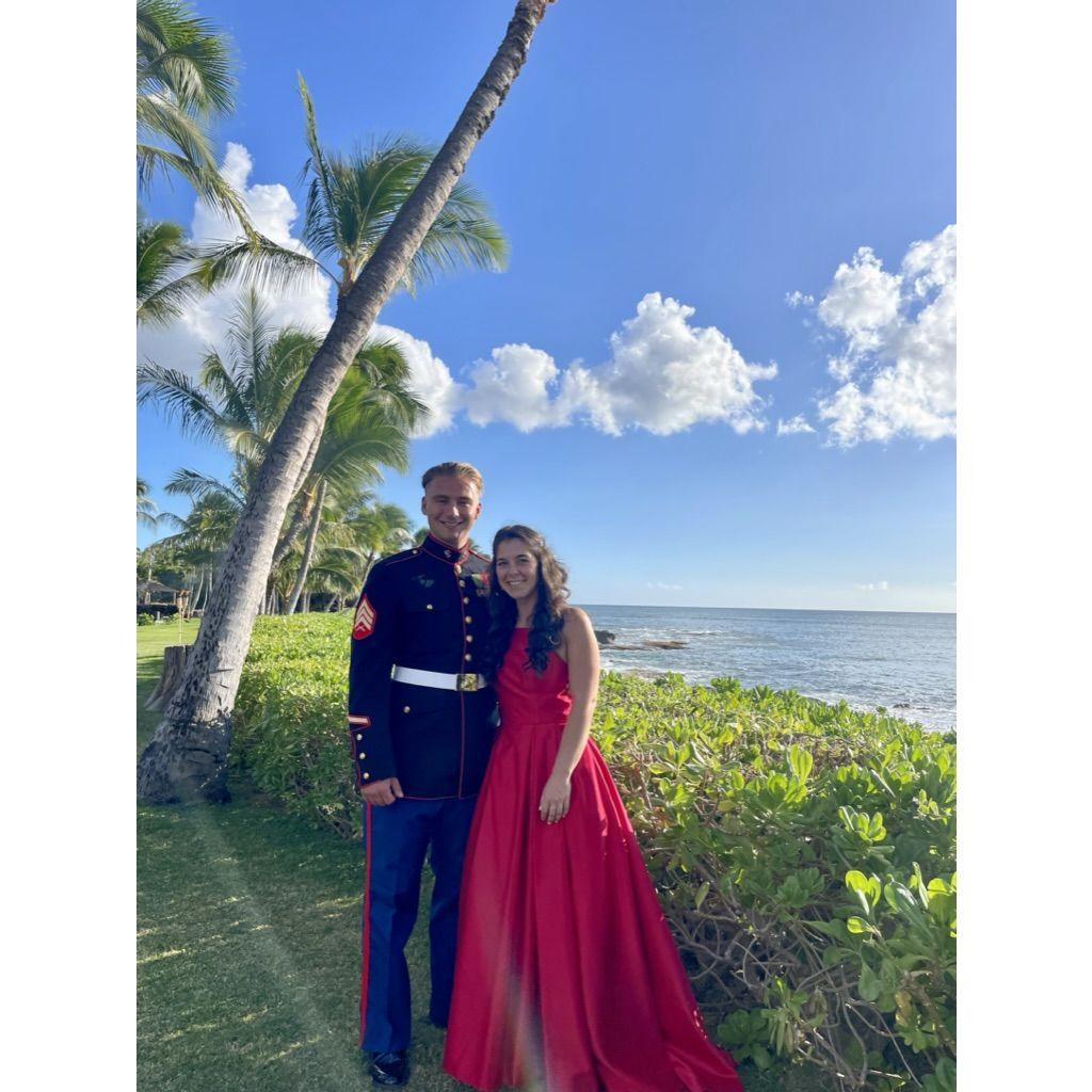 This is the reason Maria came out to Hawaii.  Brandon invited her to the Marine Corps Ball on the island of Oahu