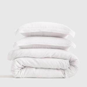 European Linen King Duvet Cover Set in White