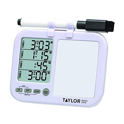 Taylor Precision Products 5849 Four-Event Kitchen Timer with Whiteboard (Regular), white