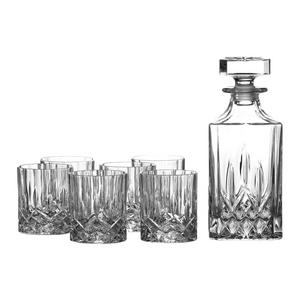 Royal Doulton Crystal 28 Ounce Decanter & Six 11 Ounce Old Fashioned Glasses