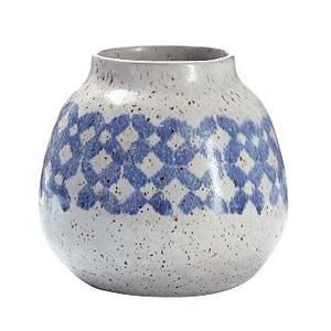Amadora Blue Mixed Vase, Banded Print - Small