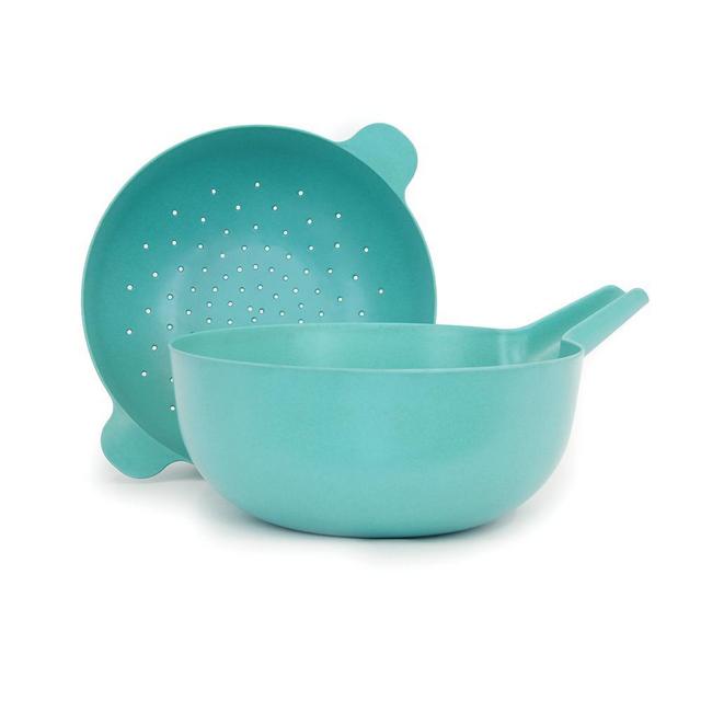 Bamboo Large Mixing Bowl and Colander Set - Lagoon