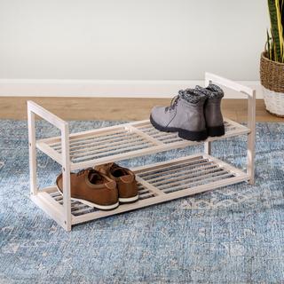 2-Tier Stackable Bamboo Shoe Rack