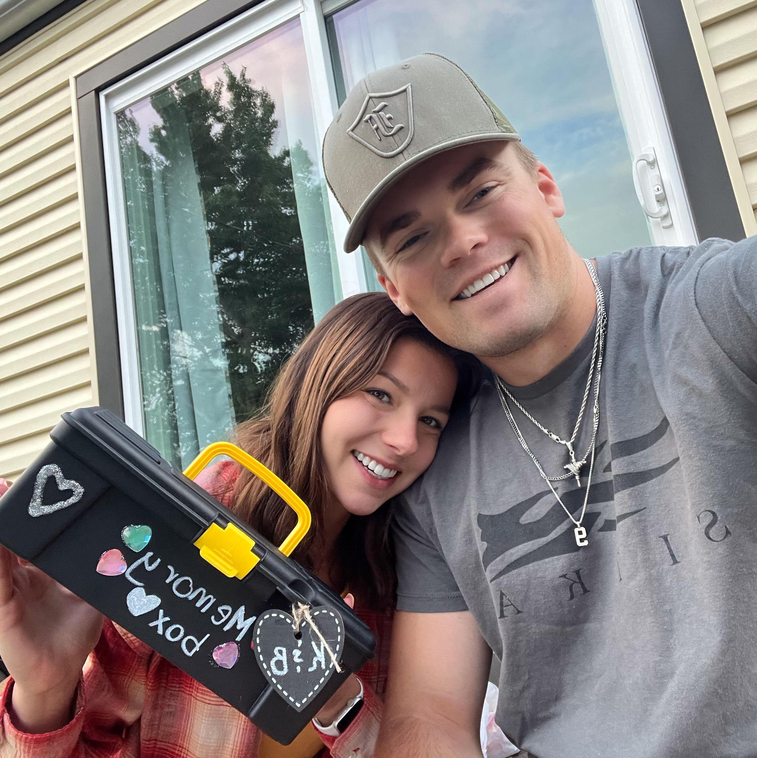 Our first summer together we decided to make a memory box out of dollar tree supplies. Karson picked the toolbox! Currently on the hunt for a larger box to save all of our memories!