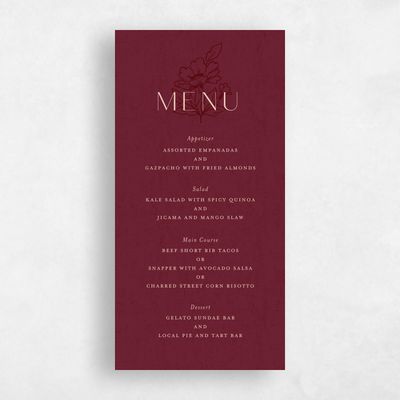 Wine, Red Wedding Menu - Oriabel