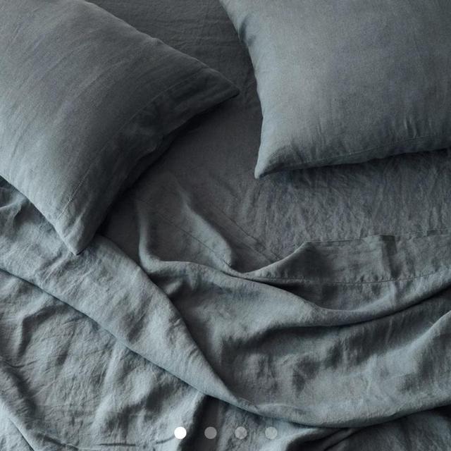 Stonewashed Linen Sheet Set : Queen Size in Agean Color