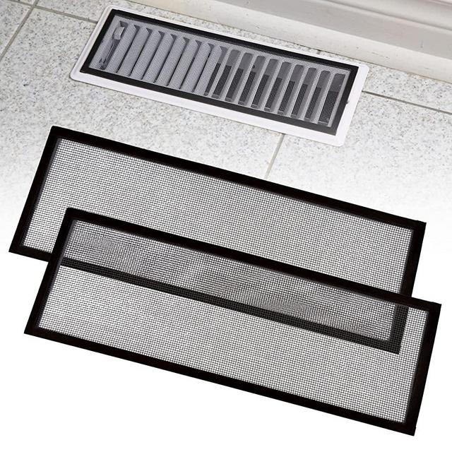Homponent Floor Register Trap - Magnetic Air Vent Screen Cover, Easy Install Vent Bug Mesh Perfect for Wall/Ceiling/Floor Air Vent Filters. 2-Pack. (4"x10", Black)