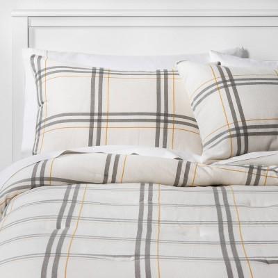 Flannel Plaid Comforter & Sham Set Cream & Gray - Threshold™