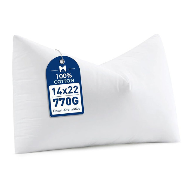 MIULEE 14x22 Synthetic Down Alternative Pillow Insert, Fluffy Soft Throw Pillow for Couch Bed Sofa Plush Luxury Lumbar Support