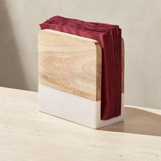 Wood & Marble Napkin Holder