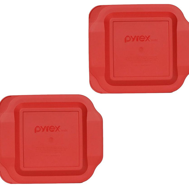 Pyrex 222-PC 2qt Red Food Storage Replacement Lid (2-Pack) - Made in USA