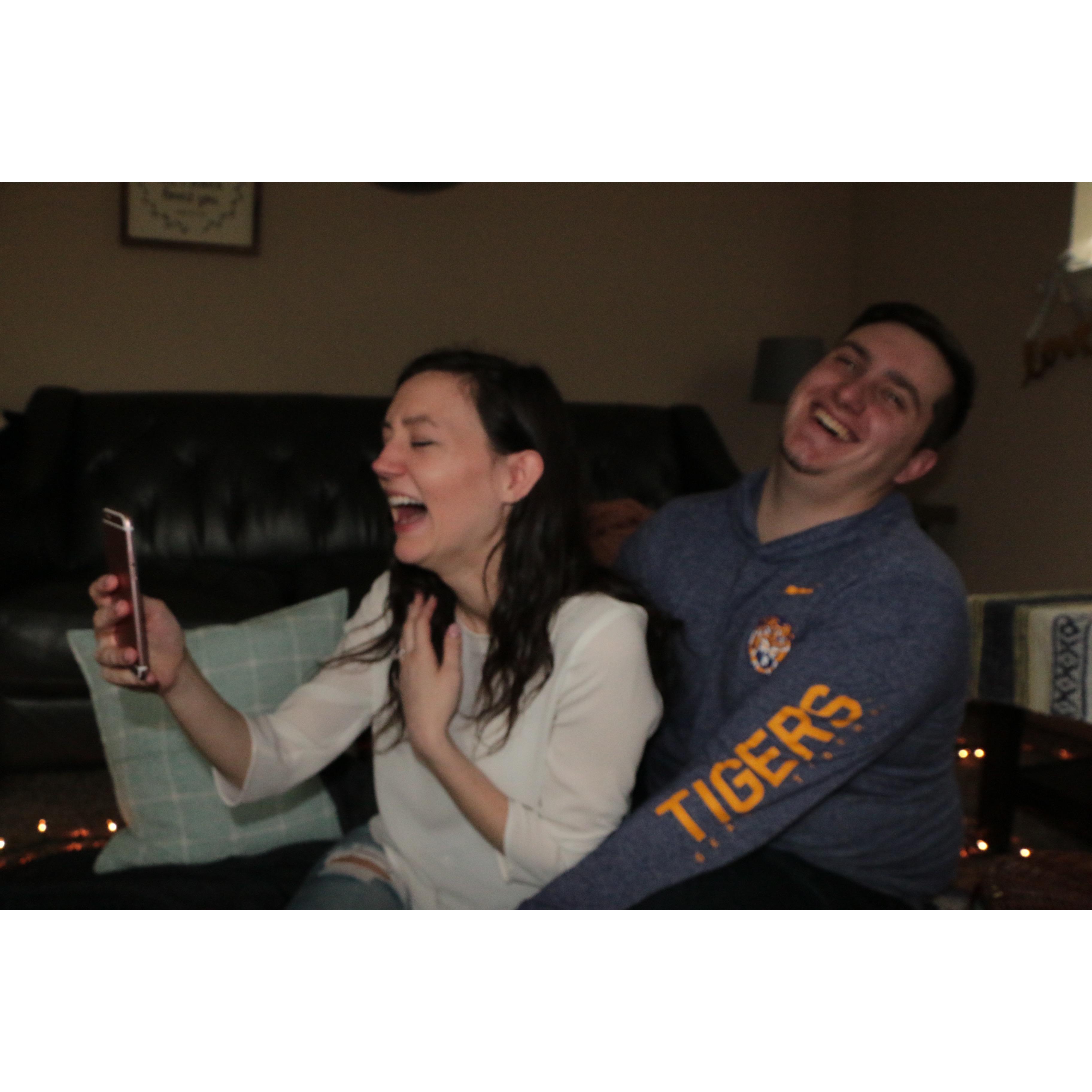 Facetiming to her mom after SHE SAID YES!!!!