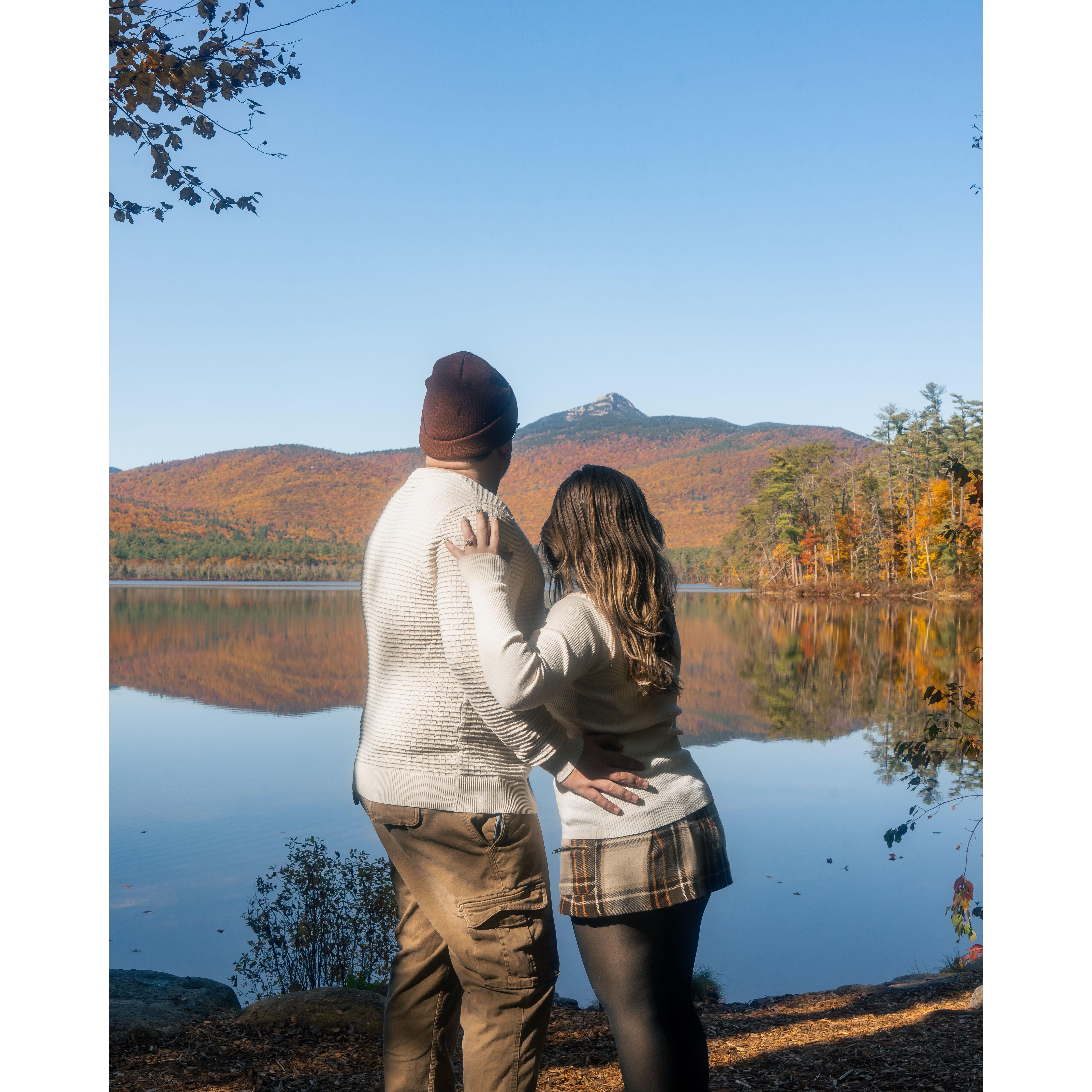 Engagement photos in the fall foliage of New Hampshire