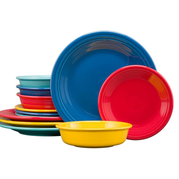 Vibrant Classic Rim 12-Piece Dinnerware Set, Service for 4