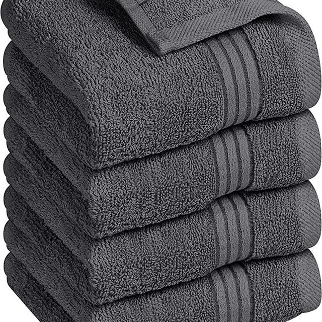 Utopia Towels - Washcloth Set - Luxurious 600 GSM 100% Ring Spun Cotton - Quick Dry, Highly Absorbent, Soft Feel Towels, Perfect for Daily Use (Pack of 4) (12 x 12, Grey)