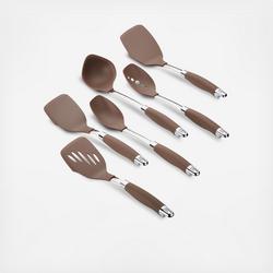 Cook with Color Rae Dunn Everyday Collection 5 Piece Mini Kitchen Utensil Set- Silicone Kitchen Tools with Beechwood Handles- (White)