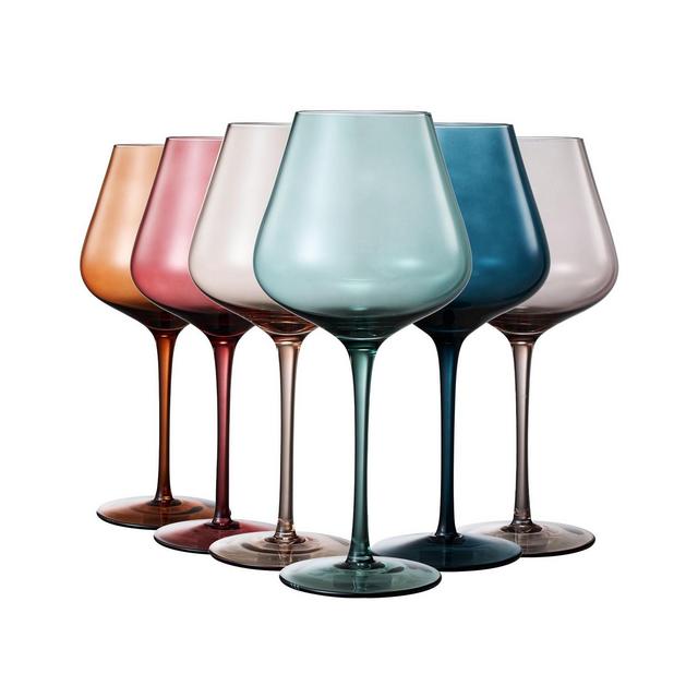 The Wine Savant Pastel Large Colored Crystal Wine Glass, Set of 6