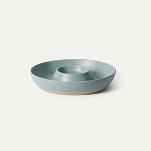 MORA Ceramic Chips and Dip Serving Tray: Large Divided Party Bowl Set for Chips & Salsa, Veggies & Dip, Fruit, Snacks, Entertaining, Hosting, etc. Minimalist Design for the Modern Hostess - Iris
