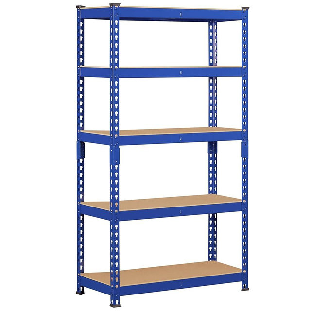 Topeakmart 5-Tier Utility Shelves, Metal Storage Shelves, Adjustable Shelving Units, Boltless Assembly, Garage Shelves Shed Shelving for Warehouse Garage Shed Basement- Blue, 27.5 x 12x 60 Inch