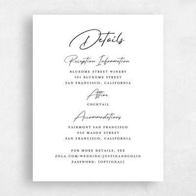 Black Elegant Wedding Enclosure - Burke Letterpress