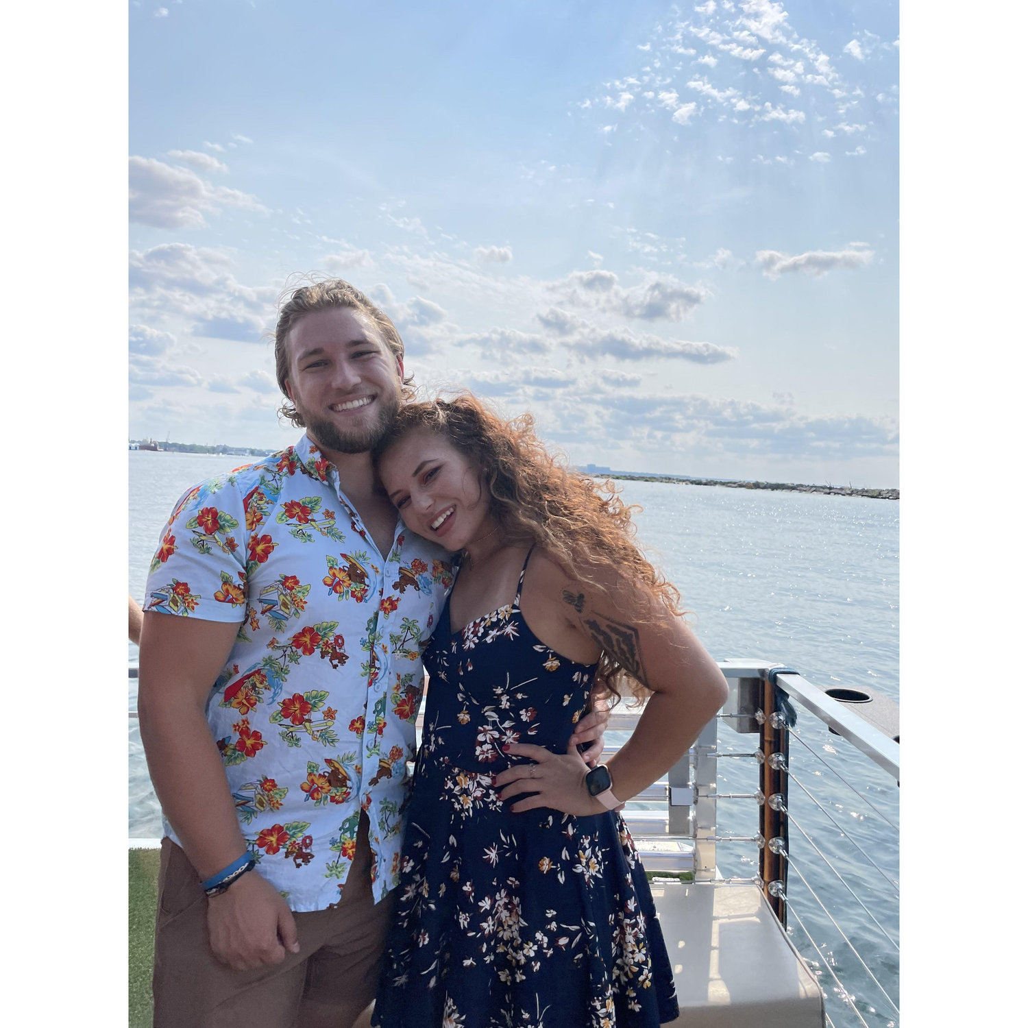 Tiki boat cruising on Lake Erie