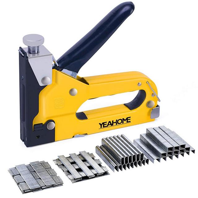 Upholstery Staple Gun Heavy Duty, YEAHOME 4-in-1 Stapler Gun with 4000 Staples, Manual Brad Nailer Power Adjustment Stapler Gun for Wood, Crafts, Carpentry, Decoration DIY, Fathers Day Gifts