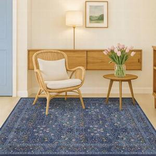 Vintage Dark Blue 4x6 Area Rug