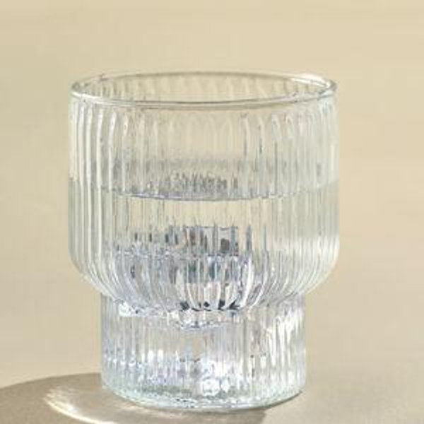 Atlas Ribbed Stacking Glass Tumbler - small