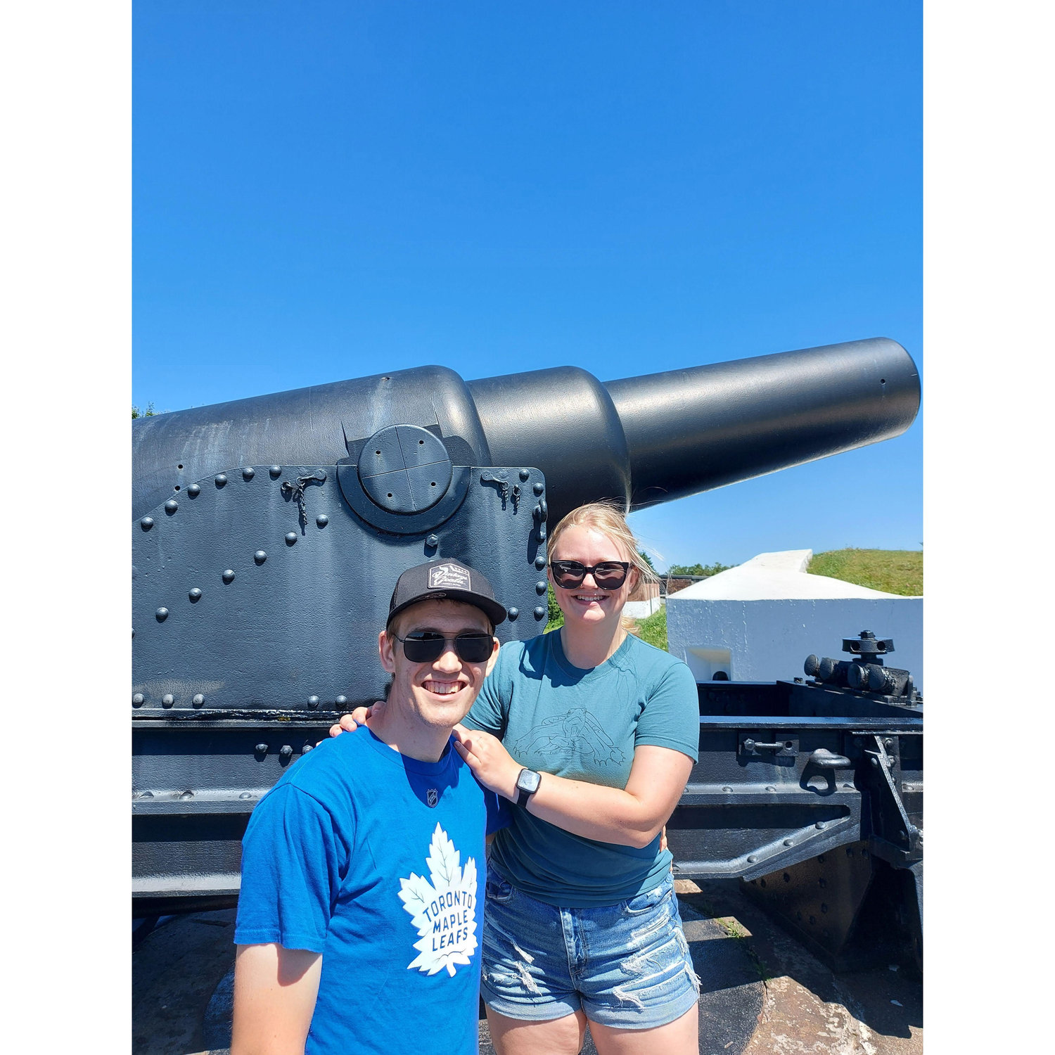 Posing with the cannons at York Redoubt, 2022