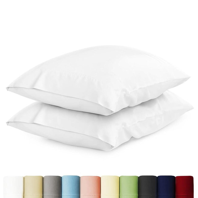 URBANHUT 100% Cotton Pillowcases, Standard/Queen Size, Ultra Soft Pillow Case, 20x26 Inches Set of 2, Hotel Quality Premium Cooling Pillow Cases - White