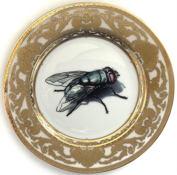 CLOSEOUT - Gorgeous Gold Fly Salad Plate, 7.5”. Foodsafe and Durable.