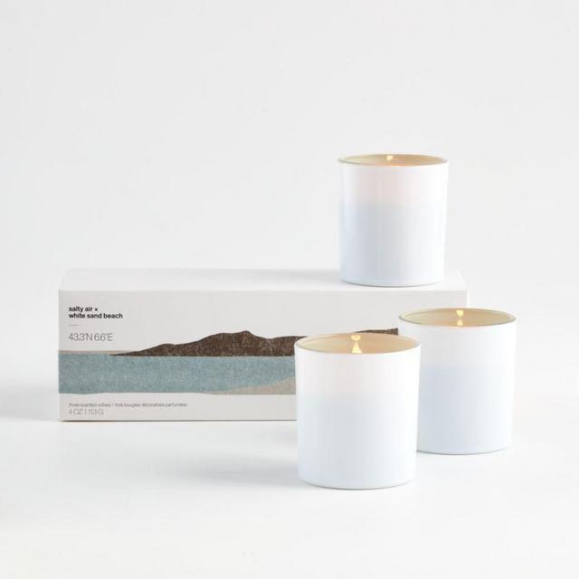 Salty Air and White Sand Beach Scented Votive Candles, Set of 3
