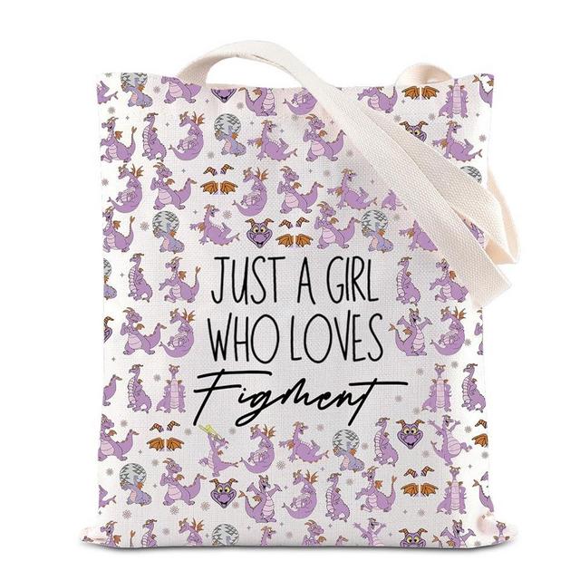 FOTAP Cartoon Purple Dragon Gift One Little Spark Of Inspiration Tote Bag Figment Fan Gift Figment The Dragon Handbag