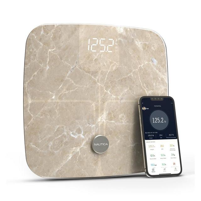 Nautica Body Tracker Digital Bathroom Scale, Bluetooth-Enabled Smart Scale with BMI, Body Fat, Muscle Mass Tracking, Syncs with Smartphone App, 440Lbs