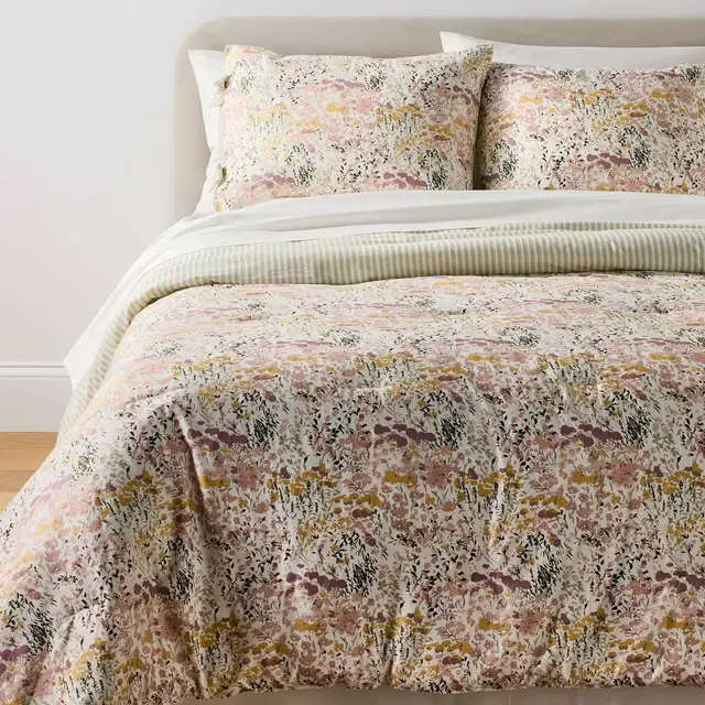 Reversible Floral and Stripe Comforter Full/Queen Set - Threshold™ designed with Studio McGee