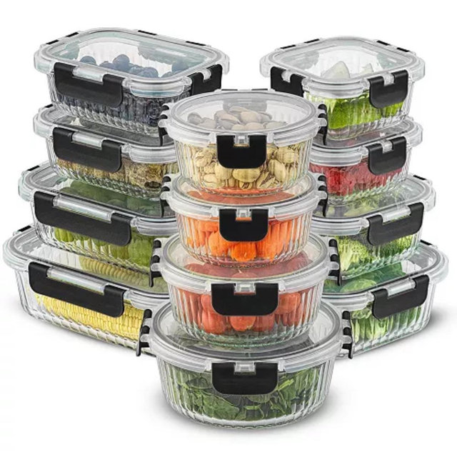 24-piece Fluted Food Storage Container Set with Lids