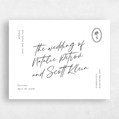 White Wedding Save the Date - Gemma Landscape