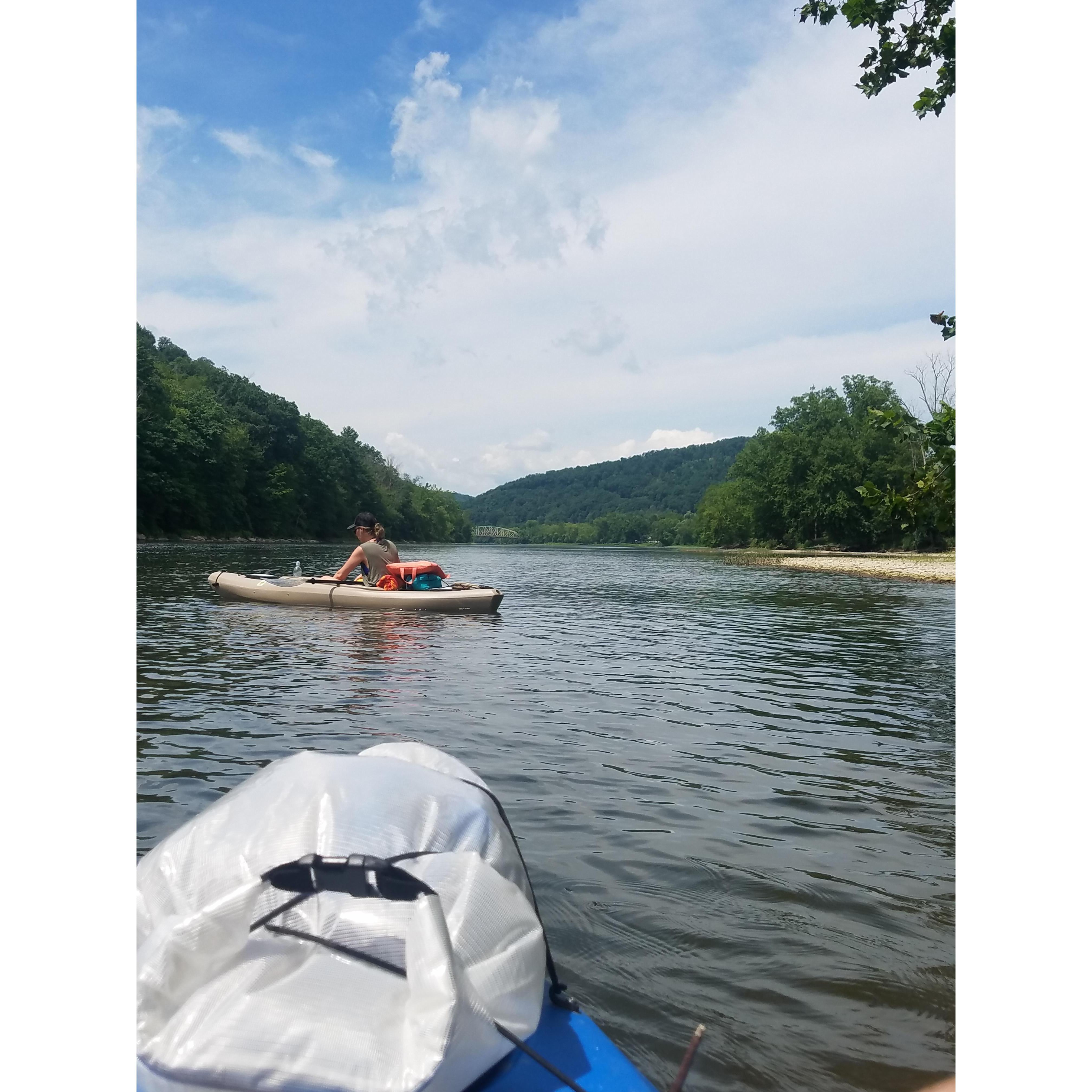 Kayaking on the Allegheny River in Tidioute, PA.