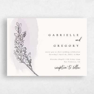 Light Lavender, Purple Wedding Invitation - Lorraine Landscape