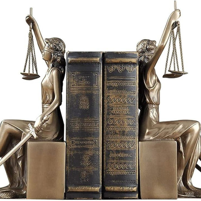 Thxsoon Lady Justice Statue Decorative Bookends Sculpture for Home and Office Decor, Perfect for Lawyers and Law Students - 10 x 5 x 4 inch (26 x 13 x 11cm)