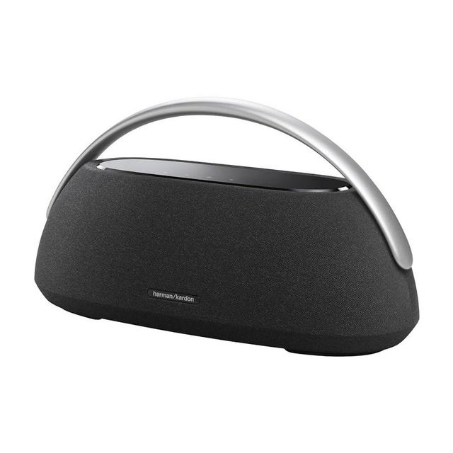 Harman Kardon Go + Play 3 - Portable Bluetooth speaker with superior sound and 8 hours playtime, USB Charging, Auto self tuning, Dual far-field microphones, Made in part with recycled materials(Black)