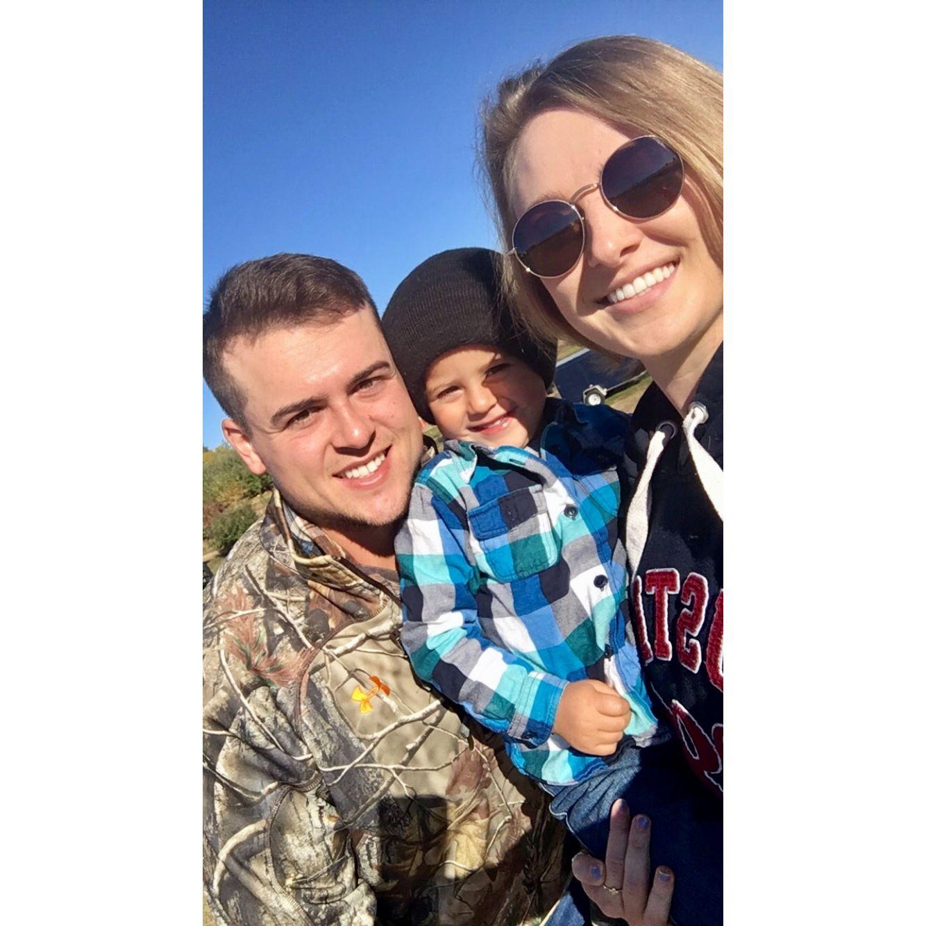 Our first selfie. October 14, 2018 at the pumpkin patch