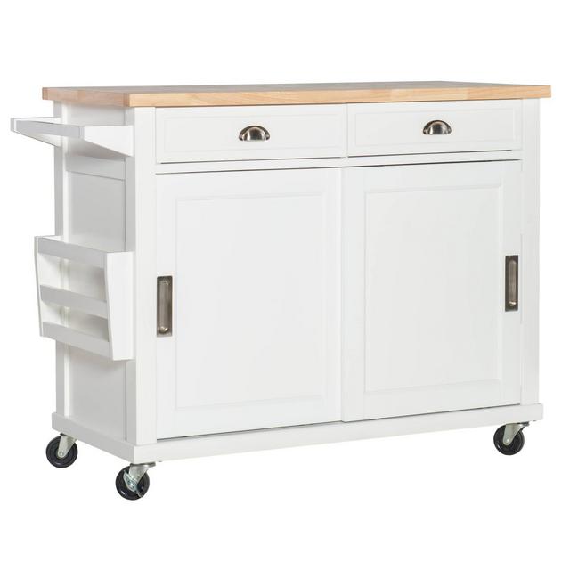 Kitchen Island Wood/White - Linon Home Decor